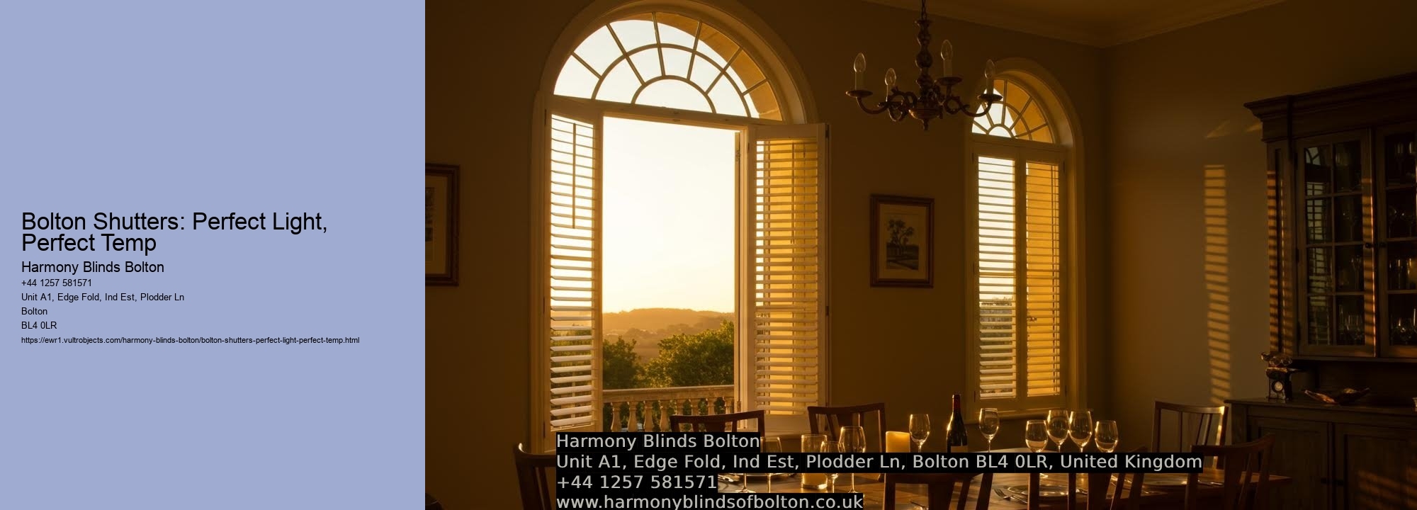Bolton Shutters: Perfect Light, Perfect Temp Harmony Blinds Bolton Bolton Shutters: Perfect Light, Perfect Temp