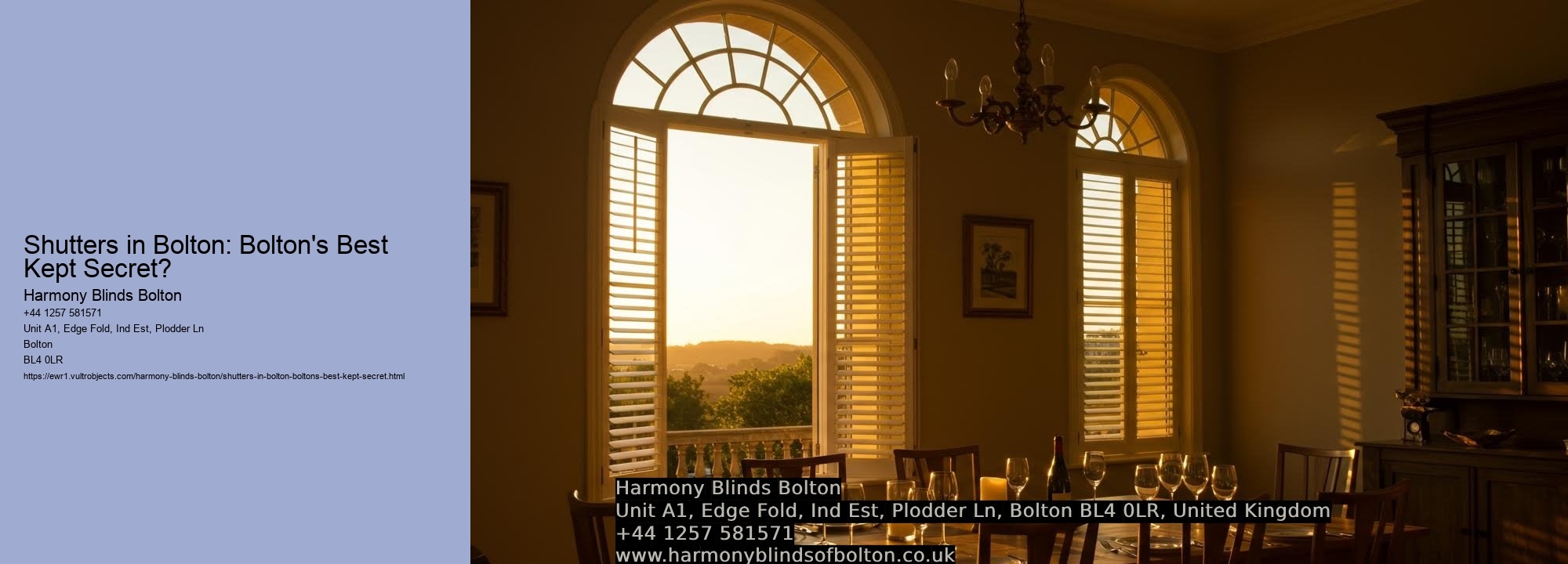 Shutters in Bolton: Bolton's Best Kept Secret? Harmony Blinds Bolton Shutters in Bolton: Bolton's Best Kept Secret?